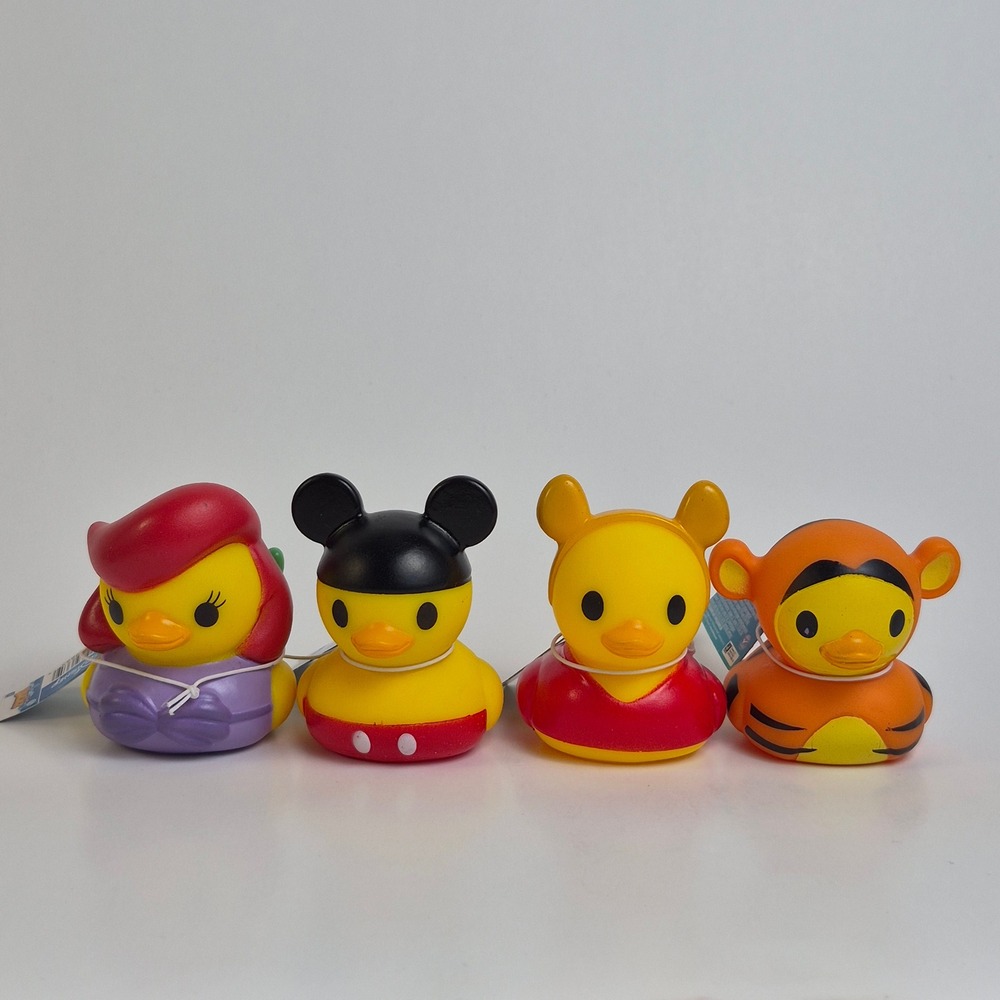 Disney Duckyz Rubber Duck Set Ariel Mickey Pooh Tigger Jazwares Zag Toys 4pc NWT